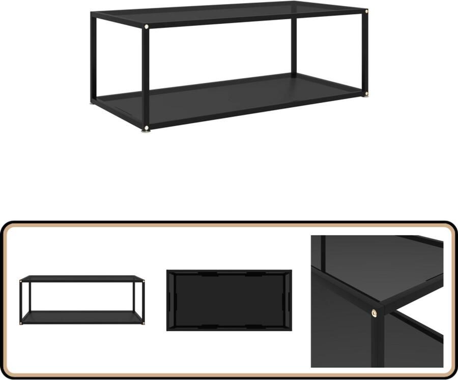 VidaXL Salontafel 100x50x35 cm Zwart Glas & Staal Salontafel Banktafel Bijzettafel Moderne Salontafel Zwarte Salontafel