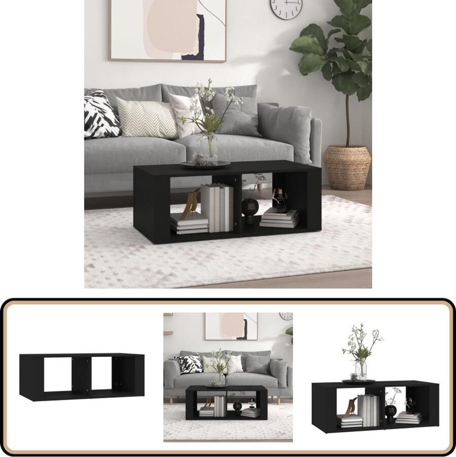 VidaXL Salontafel 100x50x36 cm Bewerkt hout Zwart Salontafel Koffie Tafel Bijzettafel Woonkamertafel Zwarte Salontafel