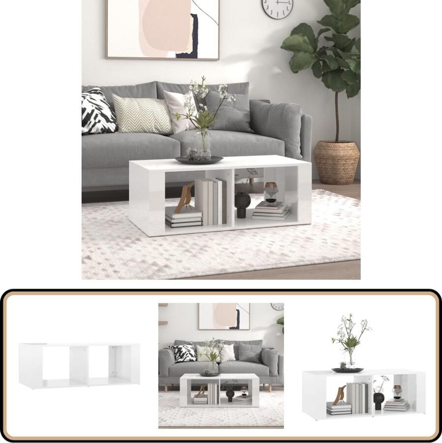 VidaXL Salontafel 100x50x36 cm Hoogglans wit Salontafel Bijzettafel Woonkamertafel Houten Salontafel Witte Salontafel Moderna Salontafel