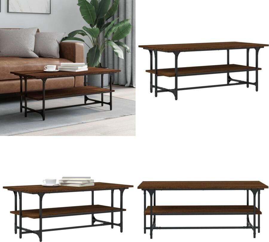 VidaXL Salontafel 100x50x40 cm bewerkt hout bruineiken Salontafel Salontafels Bijzettafel Banktafel