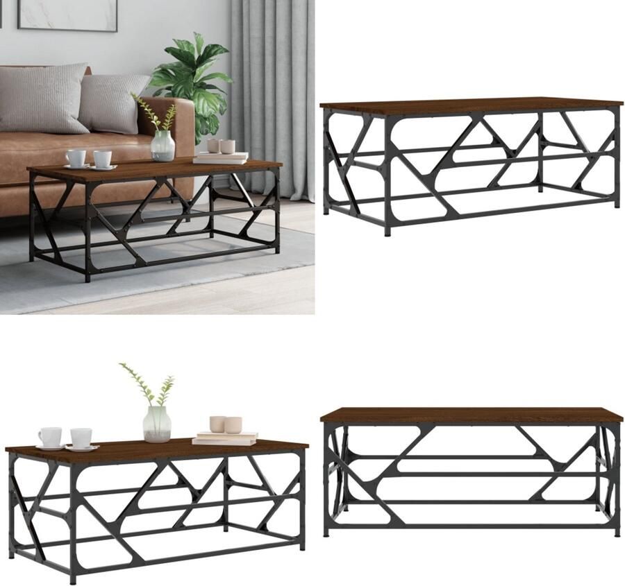 VidaXL Salontafel 100x50x40 cm bewerkt hout bruineiken Salontafel Salontafels Tafel Bijzettafel
