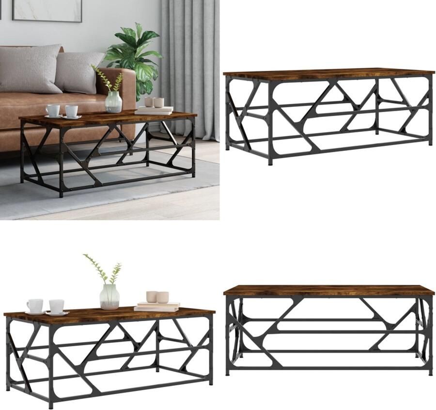 VidaXL Salontafel 100x50x40 cm bewerkt hout gerookt eikenkleurig Salontafel Salontafels Tafel Bijzettafel