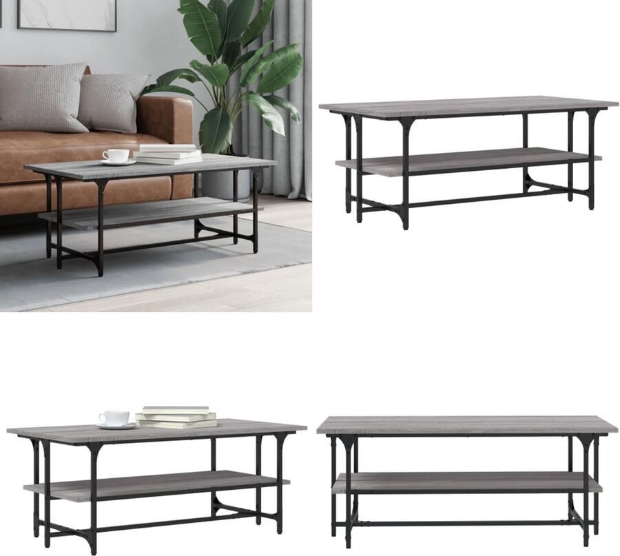 VidaXL Salontafel 100x50x40 cm bewerkt hout grijs sonoma eikenkleurig Salontafel Salontafels Bijzettafel Banktafel