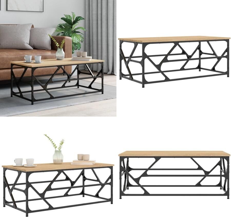 VidaXL Salontafel 100x50x40 cm bewerkt hout sonoma eikenkleurig Salontafel Salontafels Tafel Bijzettafel