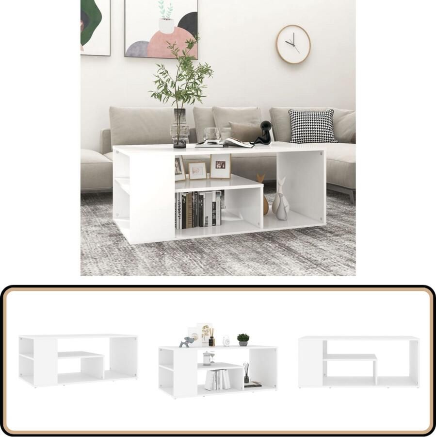 VidaXL Salontafel 100x50x40 cm Bewerkt hout Wit Salontafel Woonkamertafel Koffietafel Spaanplaat Meubilair Witte Salontafel