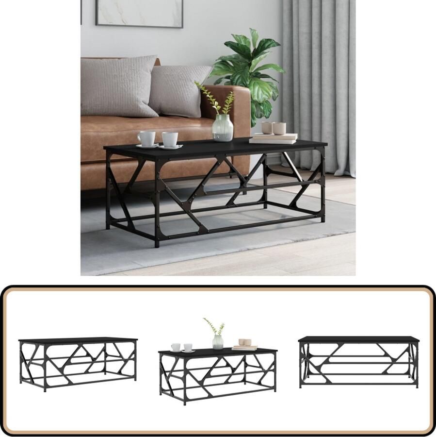 VidaXL Salontafel 100x50x40 cm Zwart en Eiken Salontafel Zwarte Salontafel Houten Salontafel Metalen Salontafel Bijzettafel Design Salontafel Stoere Salontafel