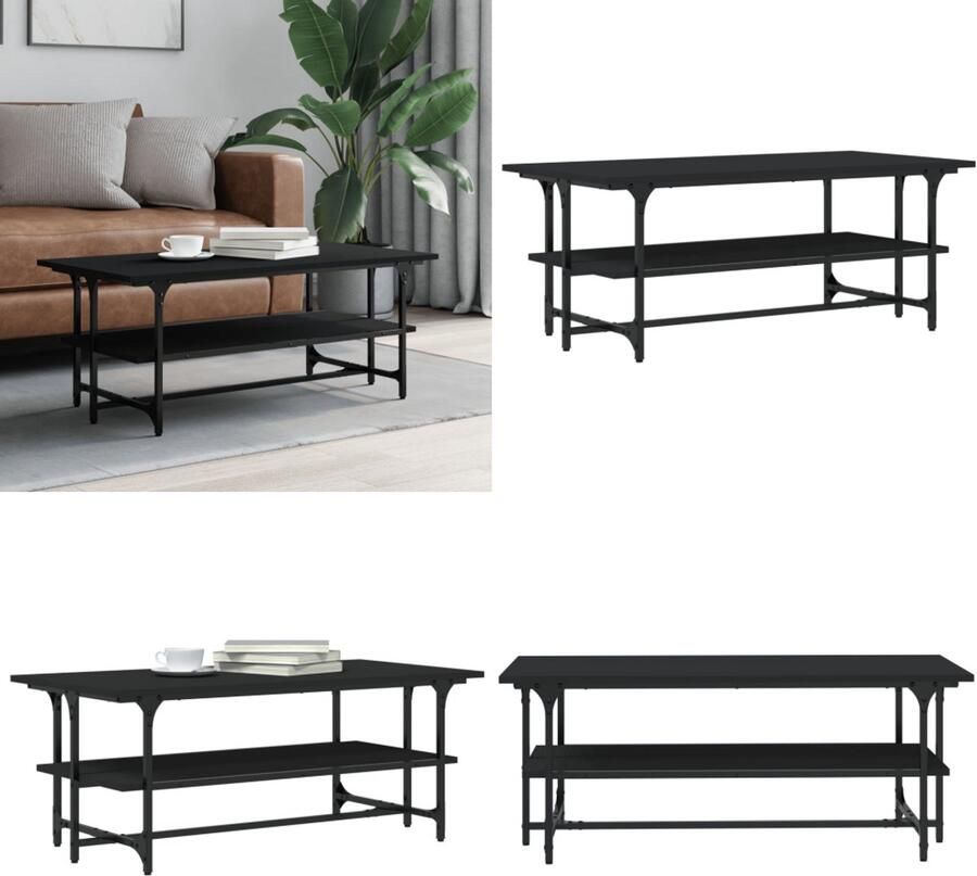 VidaXL Salontafel 100x50x40 cm bewerkt hout zwart eikenkleurig Salontafel Salontafels Bijzettafel Banktafel