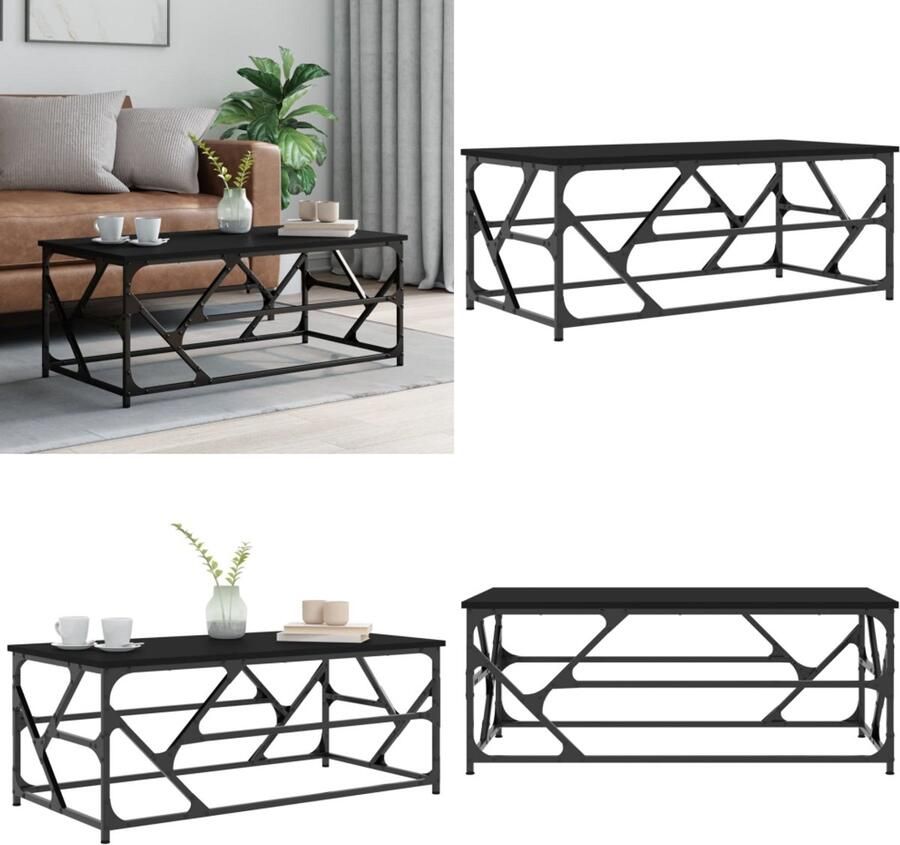 VidaXL Salontafel 100x50x40 cm bewerkt hout zwart eikenkleurig Salontafel Salontafels Tafel Bijzettafel