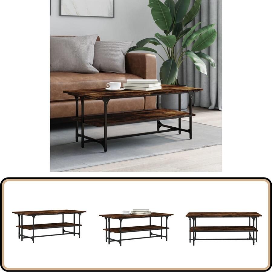 VidaXL Salontafel 100x50x40 cm Gerookt Eiken Salontafel Bijzettafel Houten Salontafel Bruine Salontafel Bewerkt Hout