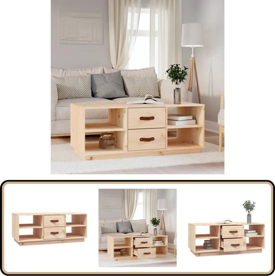 VidaXL Salontafel 100x50x41 cm Massief Grenenhout Salontafel Grenenhouten Tafel Massieve Houten Tafel Tv Tafellaar Living Room Furniture Interieur Design Bruine Salontafel Modern Meubilair Opbergruimte Multifunctionele Tafel
