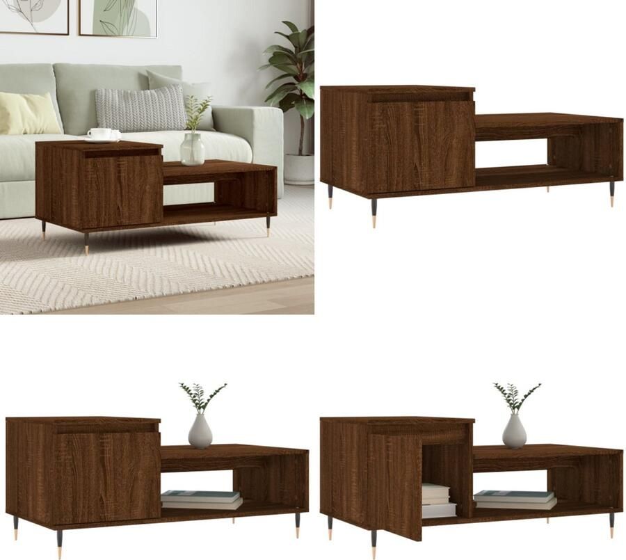 VidaXL Salontafel 100x50x45 cm bewerkt hout bruineiken Salontafel Salontafels Bijzettafel Banktafel