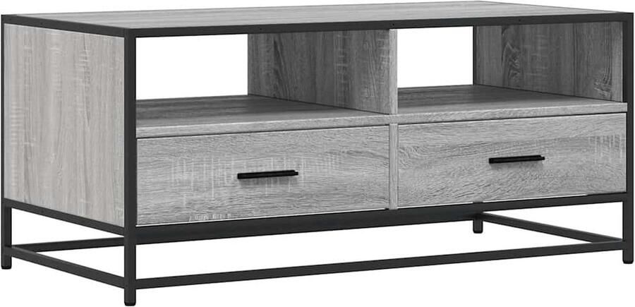 VidaXL Salontafel 100x50x45 cm Grijs Sonoma Eiken Salontafel Houten Salontafel Grijze Salontafel Industrieel Meubilair Woonkamerdecoratie Multifunctioneel Meubel Opbergruimte Tv Tafellaar Koffietafel Leeshoek