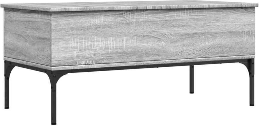 VidaXL Salontafel 100x50x45 cm bewerkt hout en metaal grijs sonoma Salontafel Salontafels Bijzettafel Banktafel