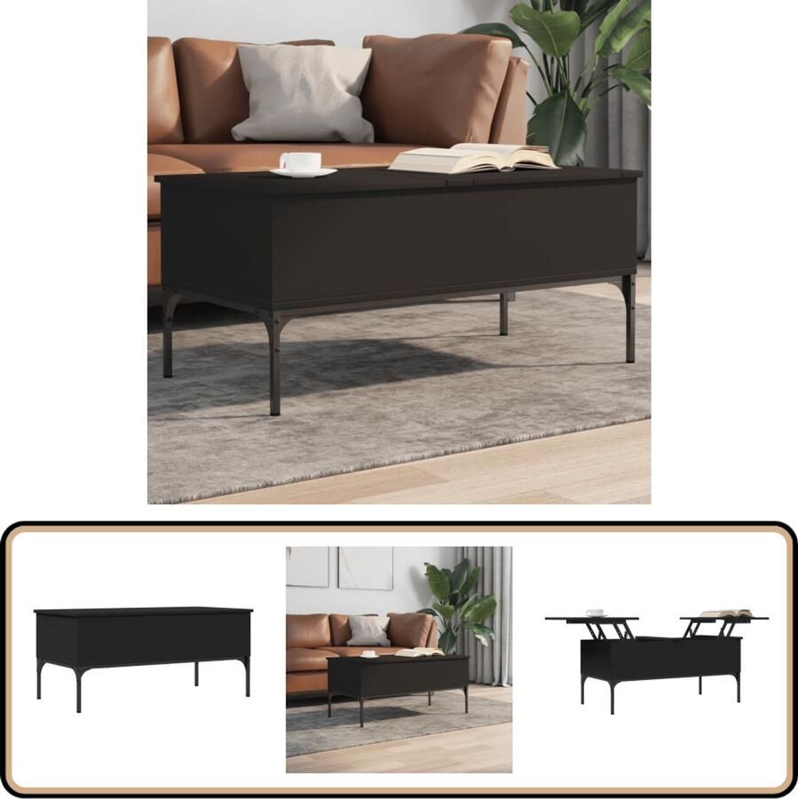 VidaXL -Salontafel-100x50x45-cm-bewerkt-hout-en-metaal-zwart