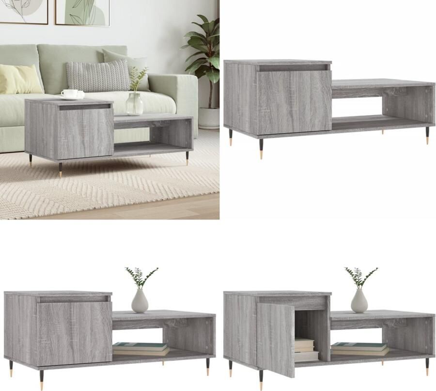 VidaXL Salontafel 100x50x45 cm bewerkt hout grijs sonoma Salontafel Salontafels Bijzettafel Banktafel
