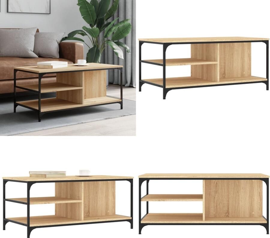 The Living Store Salontafel Sonoma Eiken 100 x 50 x 45 cm Duurzaam Opbergruimte Salontafel Eikenhouten Meubilair Houten Salontafel Tv Tafellaar Bijzettafel - Foto 3