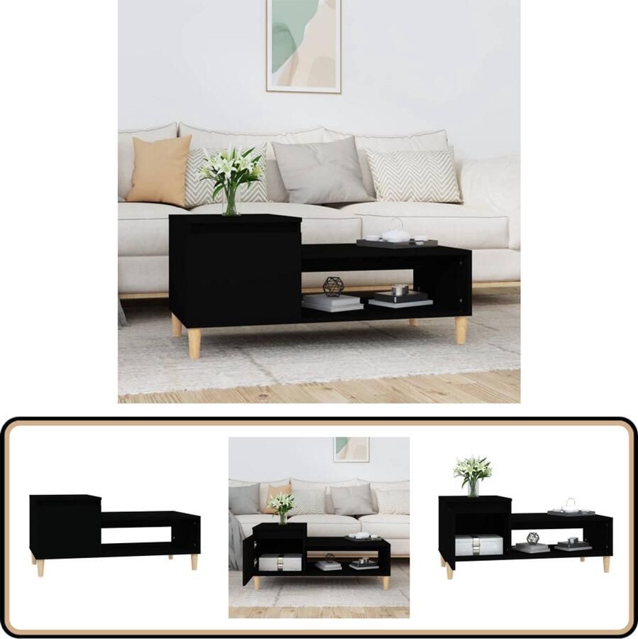 VidaXL Salontafel 100x50x45 cm Bewerkt hout Zwart Salontafel Houten Salontafel Zwarte Salontafel Bijzettafel Tv Tafeltje