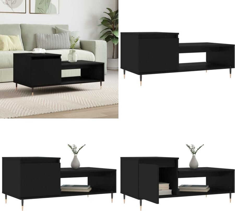 VidaXL Salontafel 100x50x45 cm bewerkt hout zwart Salontafel Salontafels Bijzettafel Banktafel