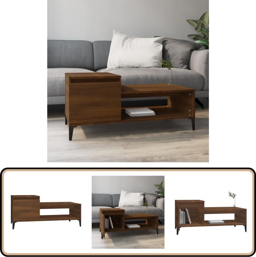 VidaXL Salontafel 100x50x45 cm Bruineiken Hout Salontafel Vintage Houten Salontafel Bruin Meubilair Salontafel Met Lade Multifunctionele Salontafel Kleine Salontafel Living Room Furniture