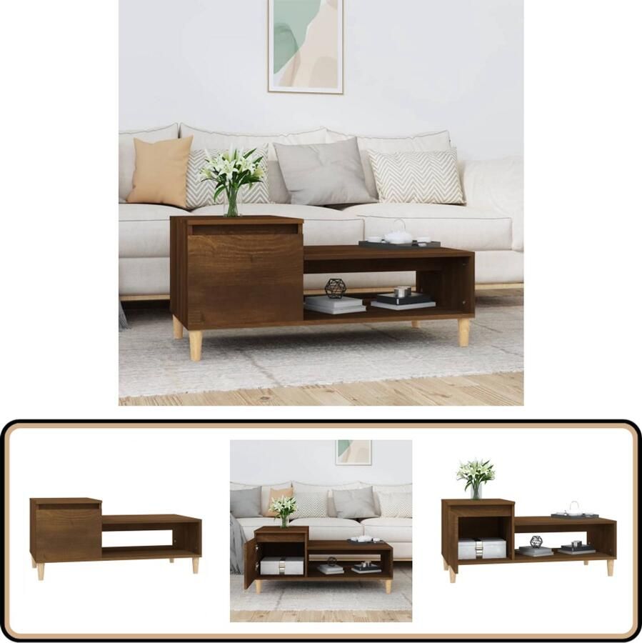 VidaXL Salontafel 100x50x45 cm Bruineiken Salontafel Bruine Eik Houten Salontafel Bijzettafel Tv Tafeltje