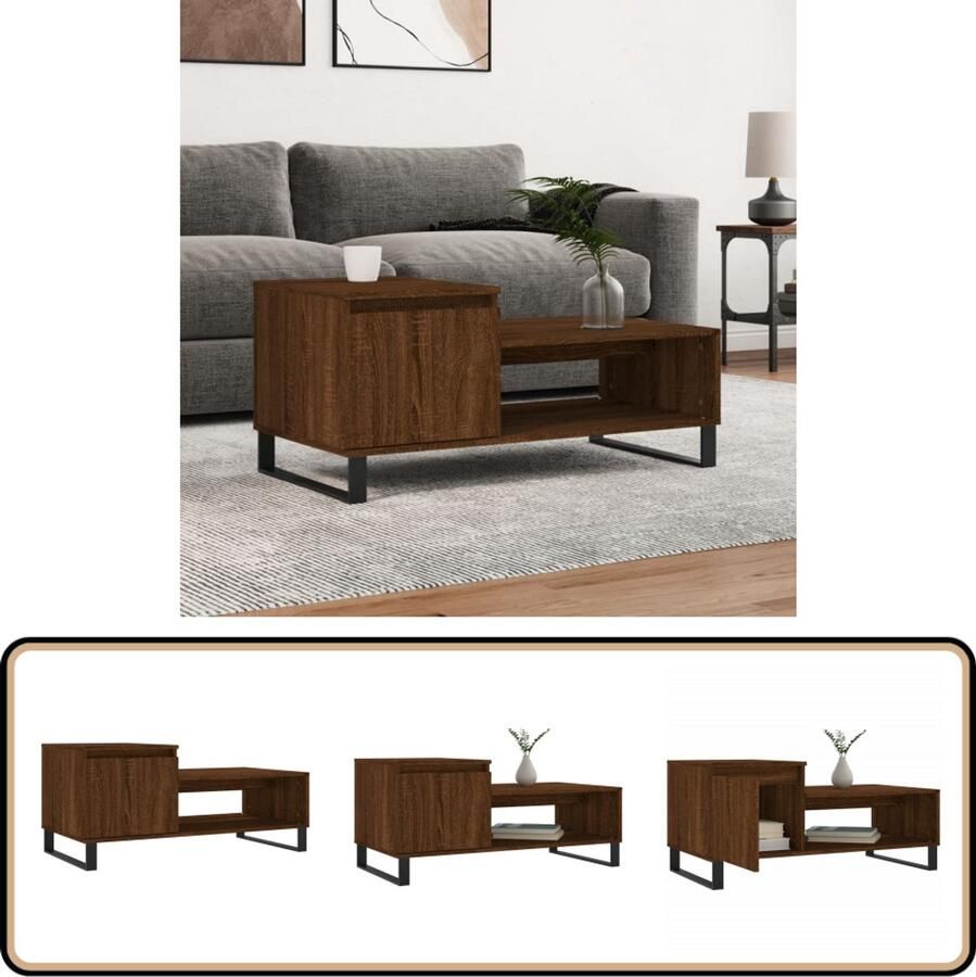 VidaXL Salontafel 100x50x45 cm Bruineiken Salontafel Houten Salontafel Bruine Meubelen Bijzettafels Tv Tafels Design Meubilair Living Room Furniture Koffietafel Bruin
