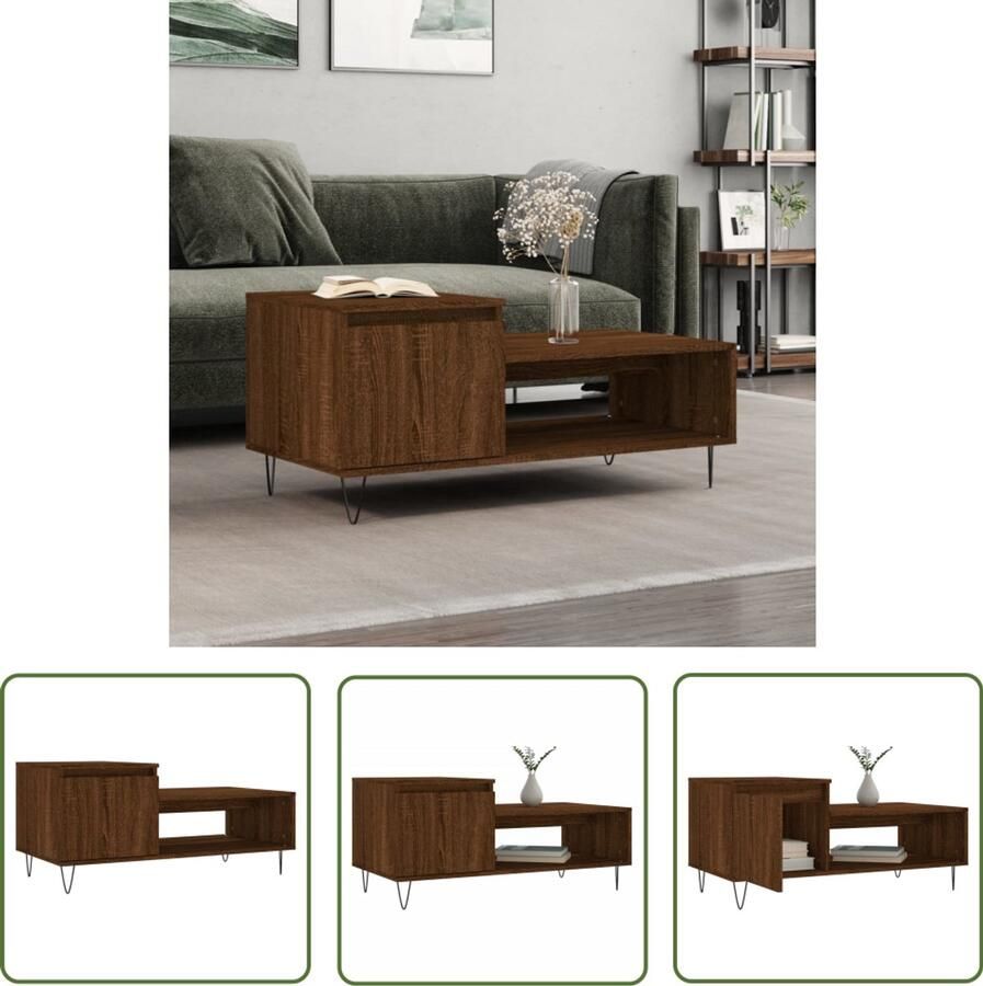 VidaXL Salontafel 100x50x45 cm Bruineiken Salontafel Houten Salontafel Bruine Meubelen Bruine Eiken Tv Tafellaar Living Room Furniture Stoere Salontafel