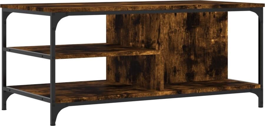 VidaXL The Living Store Salontafel 100x50x45 cm bewerkt hout gerookt eikenkleurig Salontafel Bijzettafel Banktafel Houten Salontafel Bruine Salontafel