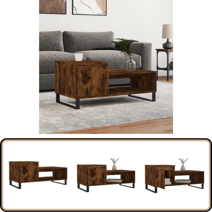 VidaXL Salontafel 100x50x45 cm Gerookt Eiken Salontafel Bijzettafel Houten Salontafel Bruine Salontafel Design Salontafel Hoekige Salontafel Tv Tafeltje Living Room Furniture Meubelen Kast
