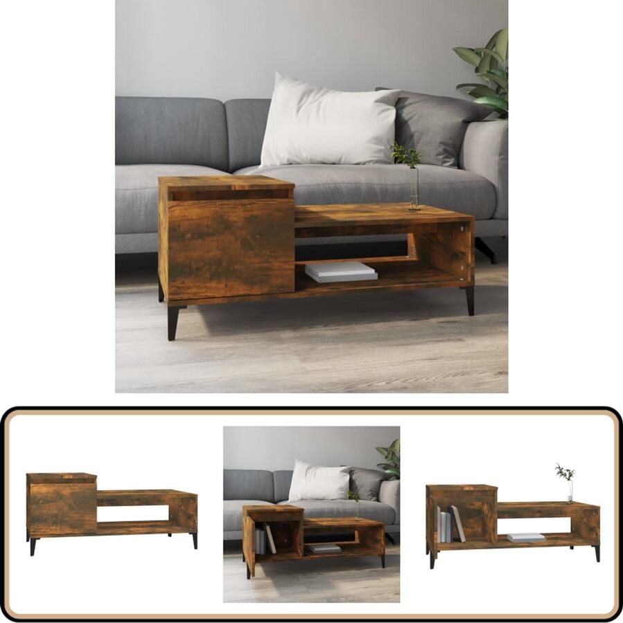 VidaXL Salontafel 100x50x45 cm Gerookt Eiken Salontafel Bijzettafel Houten Salontafel Salontafeltje Koffietafel Tv Tafeltje Living Room Furniture Interieurdecoratie
