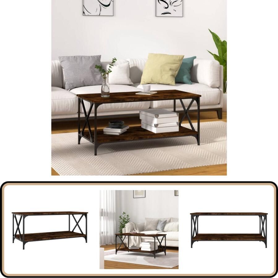 VidaXL Salontafel 100x50x45 cm Gerookt Eiken Salontafel Klassiek Design Houten Salontafel Bruine Salontafel Bijzettafel