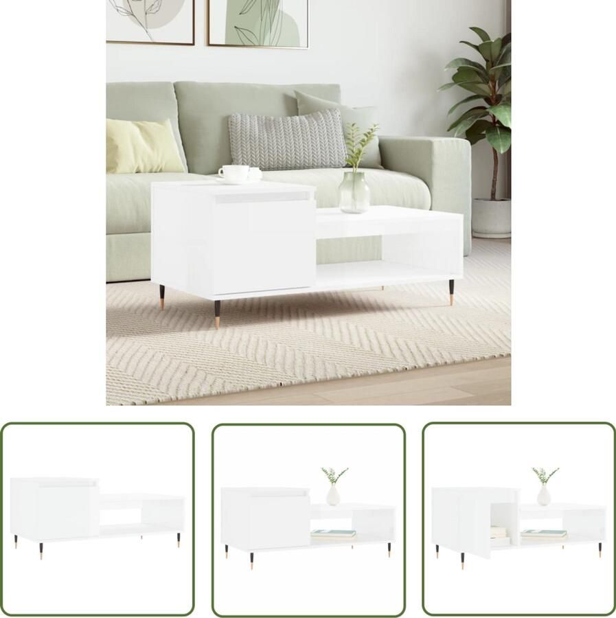VidaXL Salontafel 100x50x45 cm Hoogglans Wit Salontafel Bijzettafel Trendi Design Witte Salontafel Houten Salontafel Metaalsalontafel Opslagmogelijkheden Living Room Furniture Meubilair