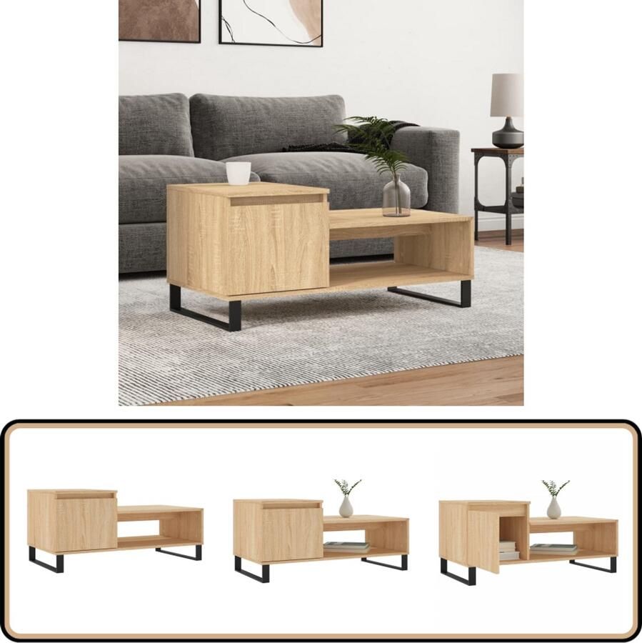 VidaXL Salontafel 100x50x45 cm Hout Sonoma Eiken Salontafel Houten Salontafel Bijzettafel Tv Tafeltje Bruine Salontafel