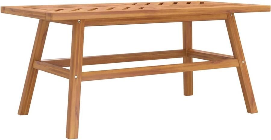 The Living Store Salontafel 100x50x45 cm massief acaciahout Salontafel Tuintafel Acacia Hout Visgraat Patroon Buitenmeubel