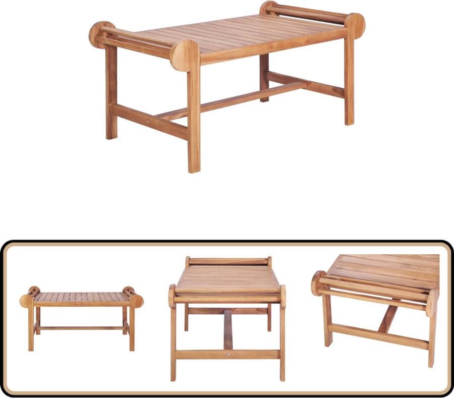 VidaXL Salontafel 100x50x45 cm Massief Teakhout Salontafel Teak Tafel Tuintafel Buitentafel Outdoor Meubels Tuin Decoratie