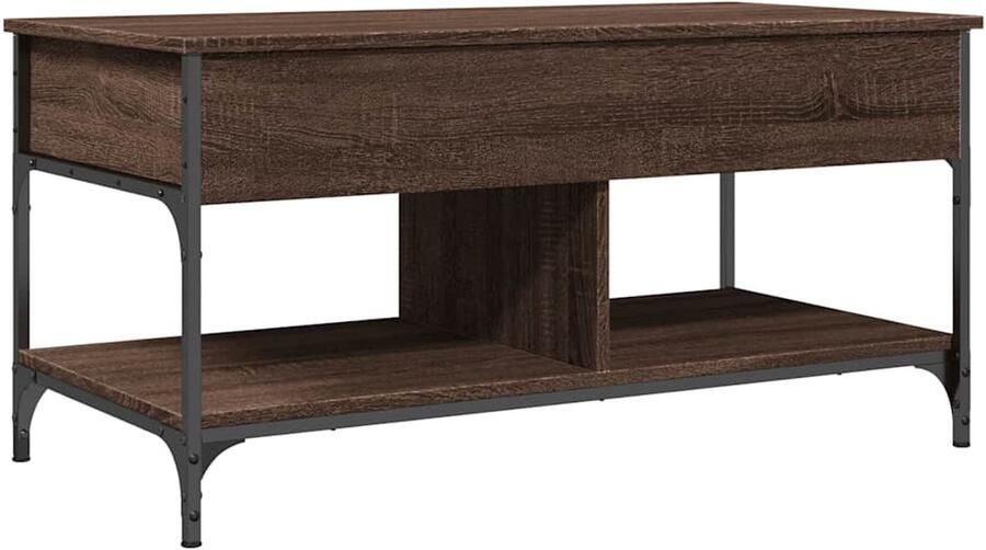 VidaXL -Salontafel-100x50x50-cm-bewerkt-hout-en-metaal-bruineikenkleur - Foto 2
