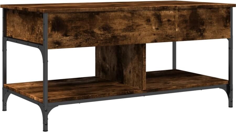 VidaXL -Salontafel-100x50x50-cm-bewerkt-hout-en-metaal-gerookt-eiken - Foto 4
