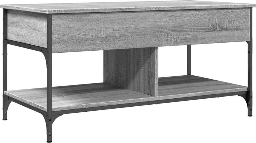 VidaXL -Salontafel-100x50x50-cm-bewerkt-hout-en-metaal-grijs-sonoma - Foto 4