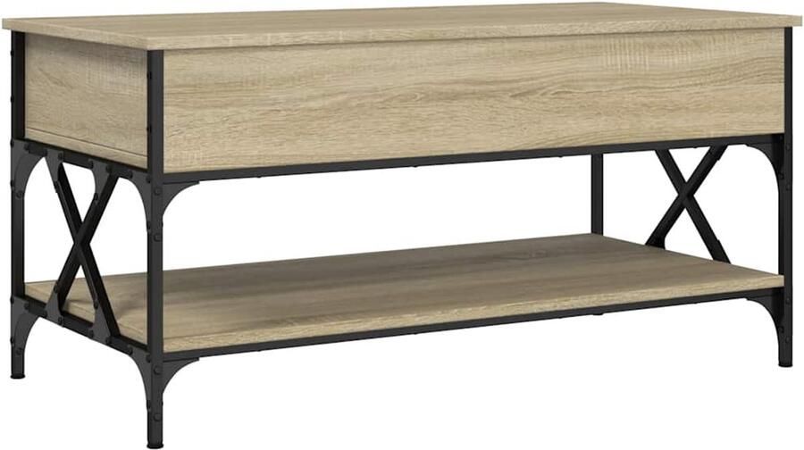 VidaXL -Salontafel-100x50x50-cm-bewerkt-hout-en-metaal-sonoma-eiken - Foto 7