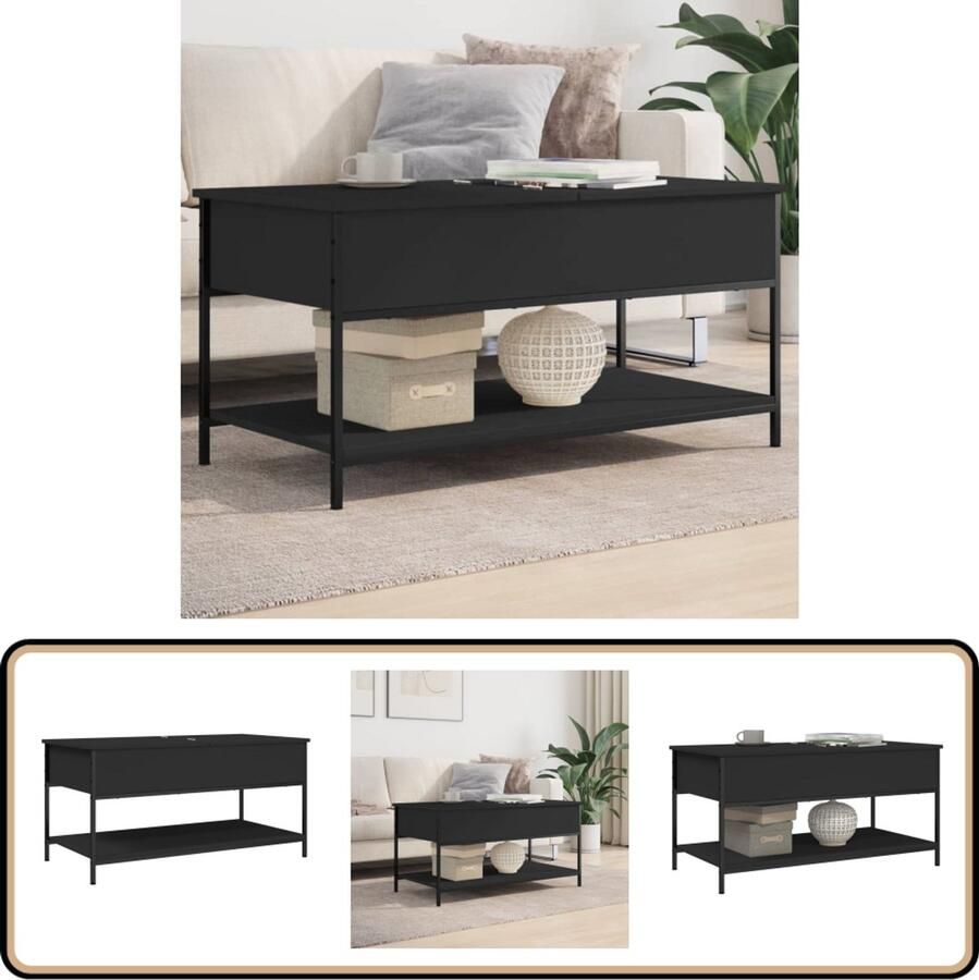 VidaXL Salontafel 100x50x50 cm Bewerkt hout & metaal Salontafel Zwarte Salontafel Houten Salontafel Metalen Salontafel Woonkamer Meubels Tv Tafels Bijzettafel Stoere Salontafel