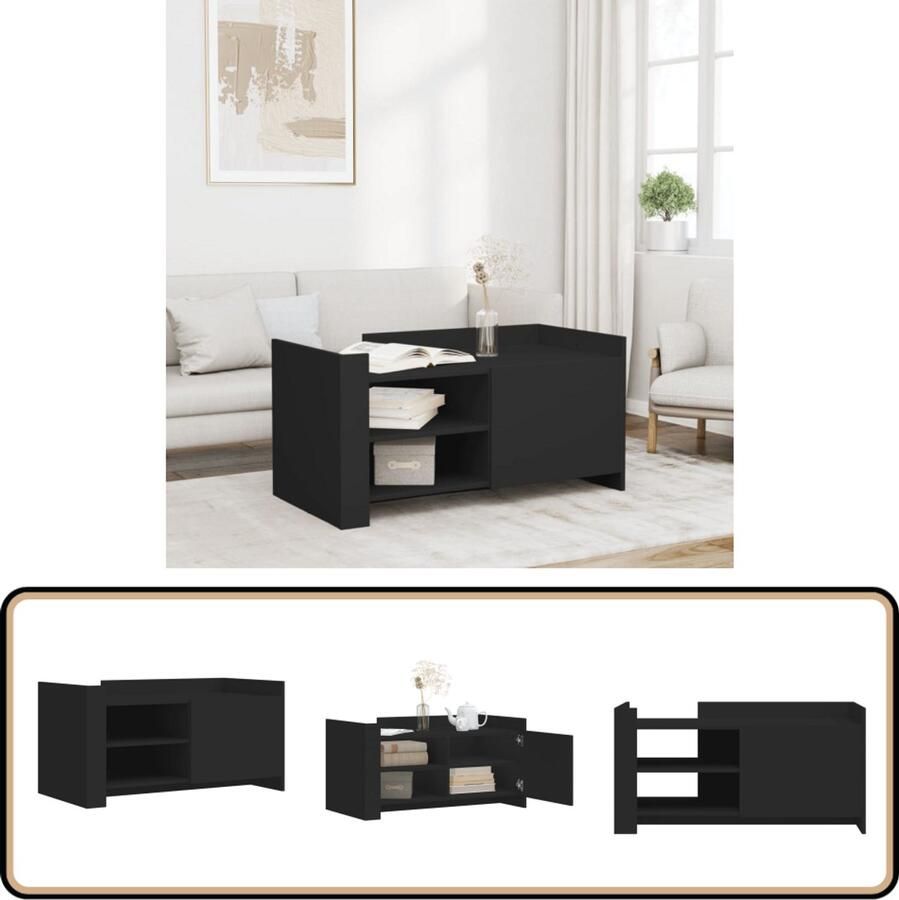 VidaXL Salontafel 100x50x50 cm Bewerkt hout Zwart Salontafel Salontafels Bijzettafel Banktafel