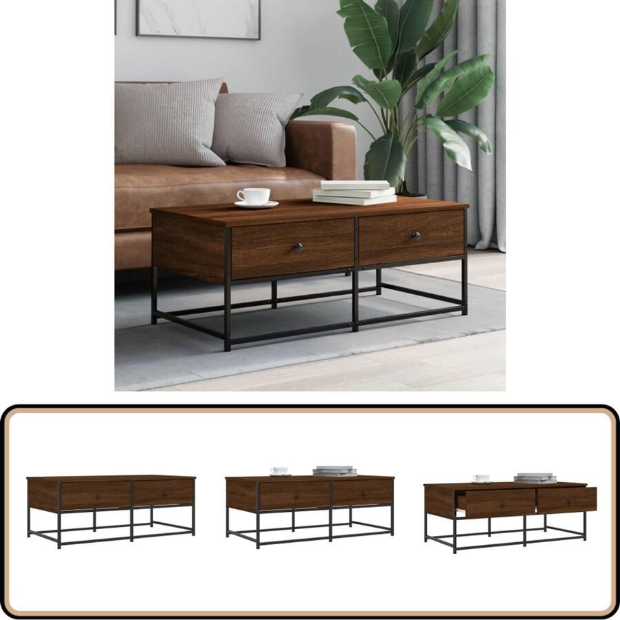 VidaXL Salontafel 100x51x40 cm Bruin Eikenkleur Salontafel Bijzettafel Houten Salontafel Bruine Meubels Eiken Kleurtinten