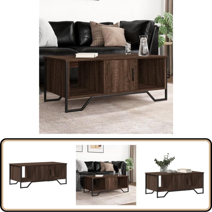 VidaXL Salontafel Bruineiken 100x51x40 cm Salontafel Houten Salontafel Bruine Eiken Salontafel Tv Tafeltje Koffietafel Bijzettafel Living Meubels Moderne Salontafel Compact Salontafel Multifunctioneel