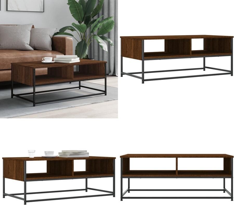 VidaXL Salontafel 100x51x40 cm bewerkt hout bruin eikenkleur Salontafel Salontafels Bijzettafel Banktafel