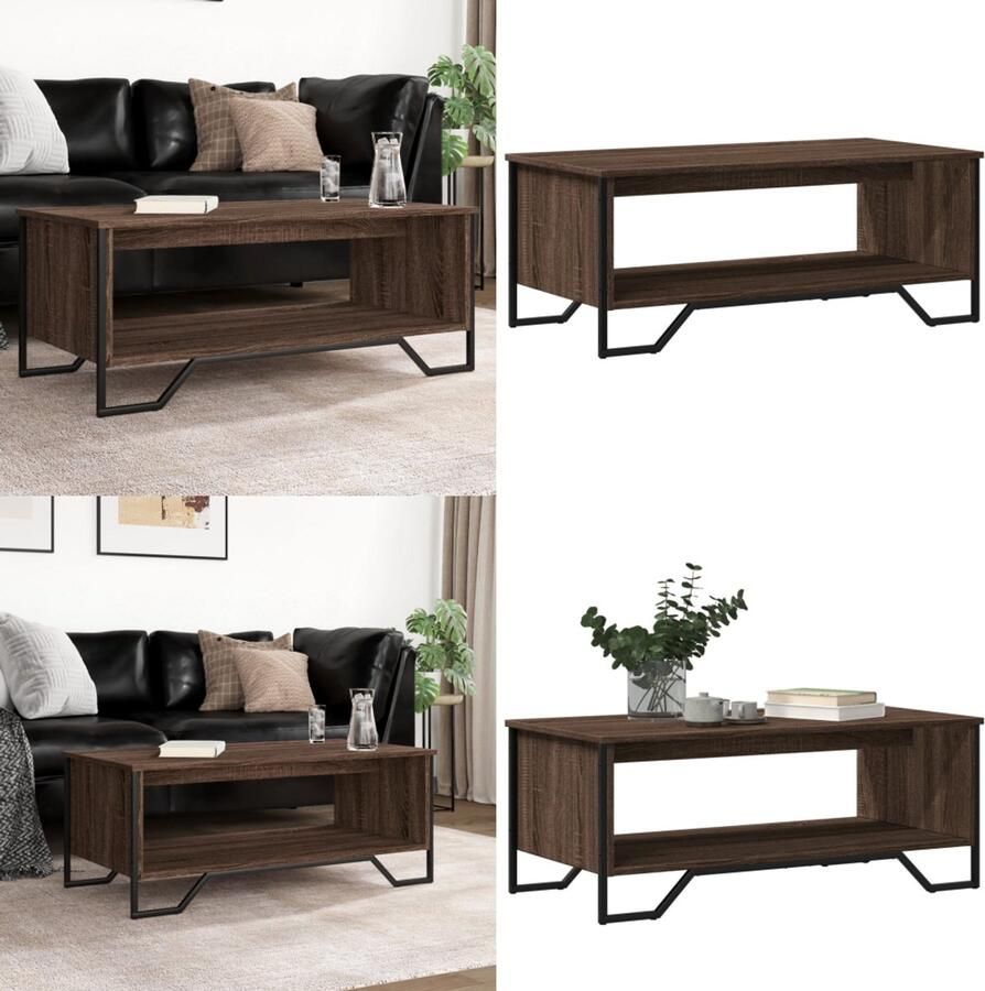 VidaXL Salontafel 100x51x40 cm bewerkt hout bruin eikenkleur Salontafel Salontafels Bijzettafel Woonkamertafel