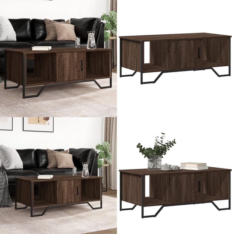 VidaXL Salontafel 100x51x40 cm bewerkt hout bruin eikenkleur Salontafel Salontafels Bijzettafel Woonkamertafel