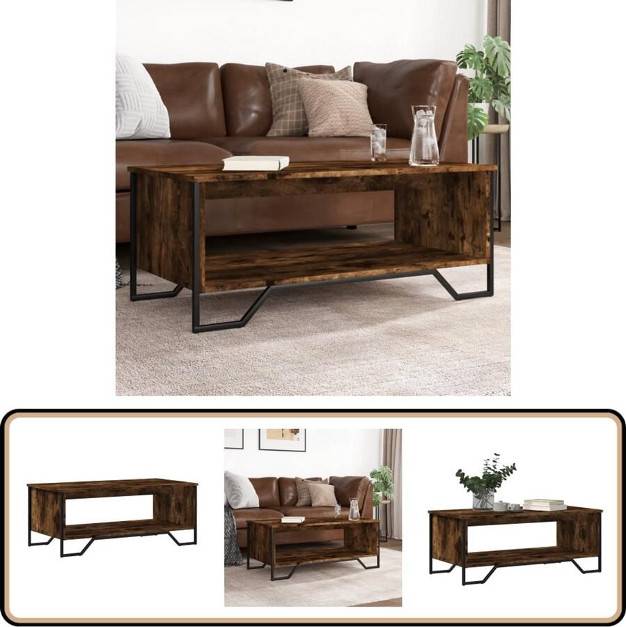 VidaXL Salontafel 100x51x40 cm Gerookt Eiken Salontafel Bijzettafel Houten Salontafel Trendige Salontafel Gerookte Eiken Kleur