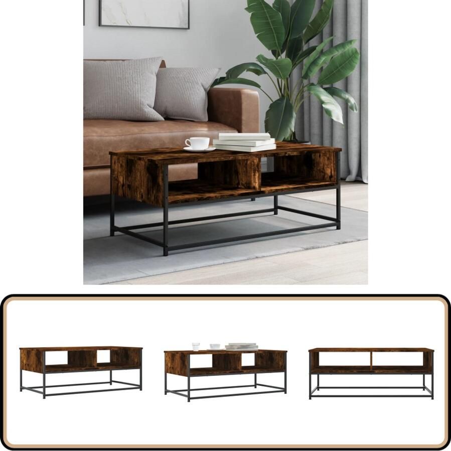 VidaXL Salontafel gerookt eiken 100x51x40 cm Salontafel Eikenhouten Salontafel Houten Salontafel Met Lade Tv Tafeltje Bijzettafel