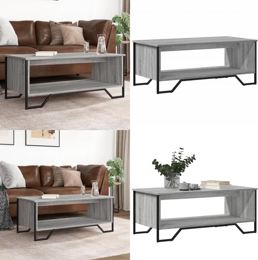VidaXL Salontafel 100x51x40 cm bewerkt hout grijs sonoma Salontafel Salontafels Bijzettafel Woonkamertafel