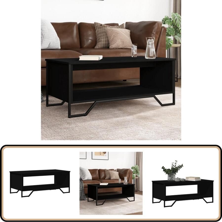 VidaXL Salontafel Zwart 100x51x40 cm Hout & Metaal Salontafel Zwarte Salontafel Houten Salontafel Modern Meubilair Livingroom Furniture Tv Tafels Side Tables Multifunctioneel Meubel Compact Salontafel Stoere Salontafel