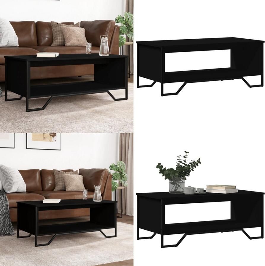 VidaXL Salontafel 100x51x40 cm bewerkt hout zwart Salontafel Salontafels Bijzettafel Woonkamertafel